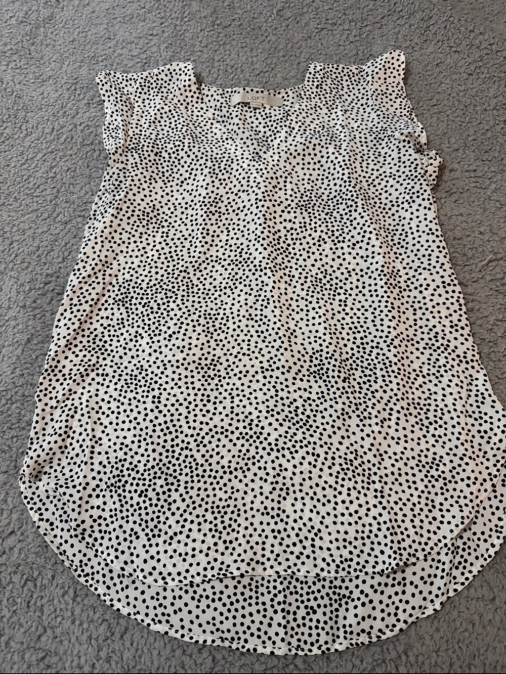 LOFT White and Black Polka Dot Flutter Sleeve Camisole